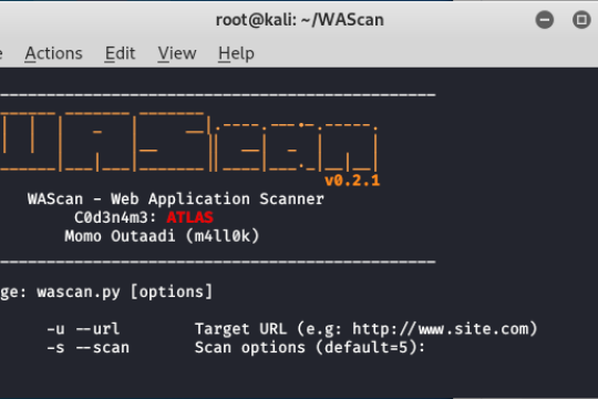 WAScan – web application security scanner in Kali Linux